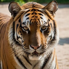 An image showcases the beauty and strength of a tiger in its natural habitat. Its striped fur stands out as it moves with grace and determination. 