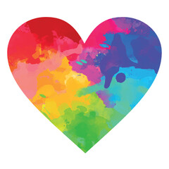 Wall Mural - Watercolor heart, colorful vector illustration. One Love.