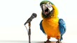 A charming 3D parrot, equipped with a professional microphone and script, ready to dazzle as a voice actor. With its adorable appearance and vibrant feathers, this talented parrot is perfect