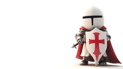 Wall Mural - A charming 3D rendering of a cute templar character, with a friendly expression, set against a clean white background. Perfect for adding a touch of whimsy to any project or design.