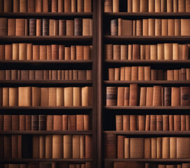 Wall Mural - A large bookshelf with old books and scrolls.