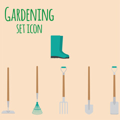 Poster - Set of gardening tool icons Vector