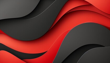 Poster - dark matte black and red abstract 3d wavy smooth background for aesthetic concept design