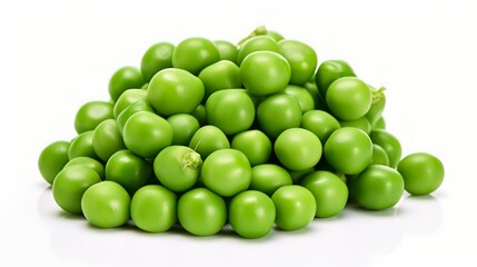 Poster - Close-up realistic photo of a small mound of green peas on a white background Generative AI