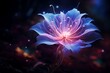 Glowing Flower with Blue and Purple Lights, Photorealistic Fantasy Style, Light Pink and Dark Azure Hues