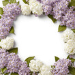 White and purple lilac flowers mockup frame
