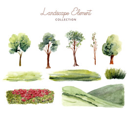 Sticker - landscape element watercolor collection