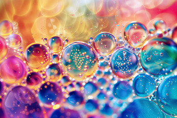 Canvas Print - colourful transparent glossy bubbles background. vibrant color bubbles. abstract bubble background
