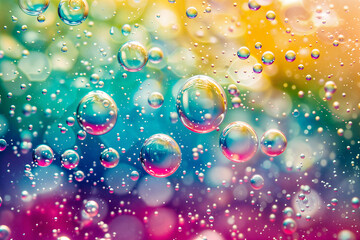 Canvas Print - colourful transparent glossy bubbles background. vibrant color bubbles. abstract bubble background