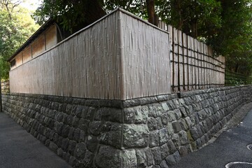 Poster - A traditional Japanese hedge made of bamboo. Residential background material.
