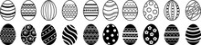 Easter Eggs Collection.Set Of Easter Eggs Simple Line Icons. Vector Icons Of Eggs With Ornament In Flat Design