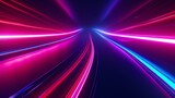 Fototapeta Perspektywa 3d - neon lights with the red, blue, and purple lights, in the style of elegant lines, poster, long distance and deep distance, light indigo and cyan, rtx on, uhd image, luminous sfumato