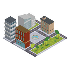 Sticker - Isometric view of a city Vector