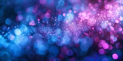 Wall Mural - abstract a defocused blue and purple bokeh glitter blur background. blue and purple colored glitter.