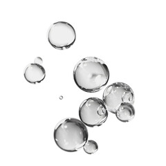 Water bubbles floating on an isolated transparent background.