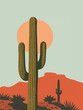 Stylized Saguaro Cactus Illustration