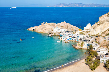 Wall Mural - Beautiful sandy beach in Firopotamos village, Milos island, Cyclades, Greece