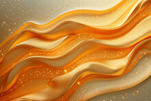 Abstract Golden Wavy Background With Glitter.