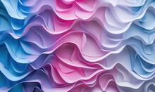 Colorful Origami Paper Background With Blue, Pink, And Purple Stripes, In The Style Of Wavy Lines And Organic Shapes