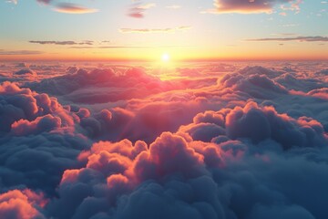 Wall Mural - View of the sky with clouds from an airplane. Background with selective focus and copy space