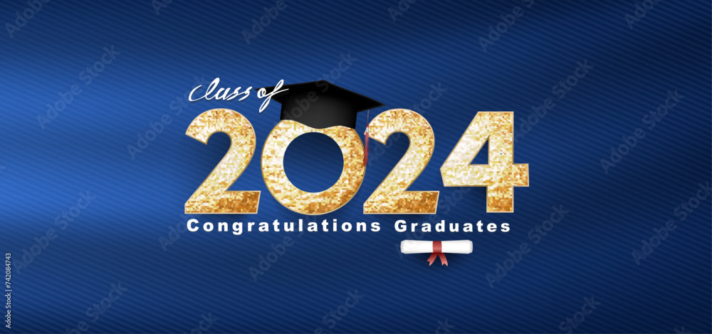 Class of 2024 Vector text for graduation gold design, congratulation ...