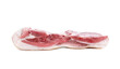 One piece of raw pork belly isolated on white