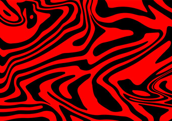 Poster - Abstract trippy red and black psychedelic background with melting and distorting lines resembling meat texture.