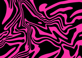 Poster - Psychedelic background with abstract, trippy patterns in pink color with melting and distorting lines.