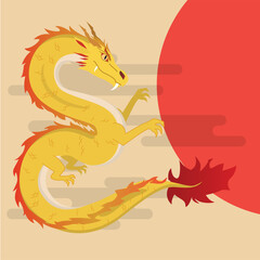 Poster - Colored chinese dragon cartoon character Vector