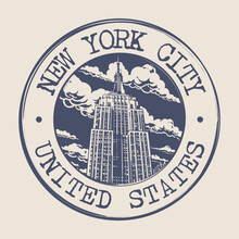 New York, United States Stamp City Postmark. Silhouette Postal Passport. Round Vector Icon. Vintage Postage Design.
