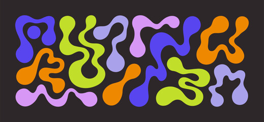 Wall Mural - blob organic shapes set. abstract irregular liquid elements. vector acid splash in trendy minimalist