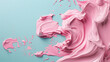 Abstract gooey pink paint on blue background. Slime or bubble gum texture. 