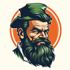 Wall Mural - Vintage Styled Bearded Leprechaun Illustration

