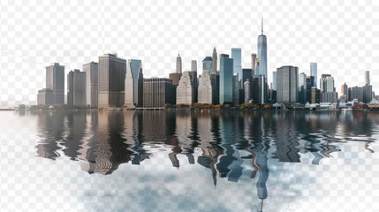 Wall Mural - beautiful city of the United States seen in 3D panoramic without background or white background in high resolution and quality HD