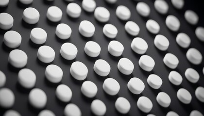 Poster -  A close-up of a collection of white pills on a dark background