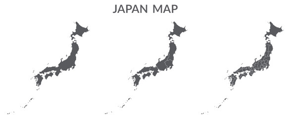 Sticker - Japan map. Map of Japan in grey set