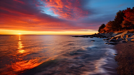 Wall Mural - Fantastic summer or autumn day at Lake Michigan 

