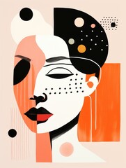 Wall Mural - Portrait of a Woman With Dots on Her Face