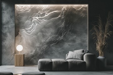 Wall Mural - dark room with sofa