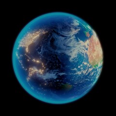 Wall Mural - Looped slow motion rotation earth with day and night.