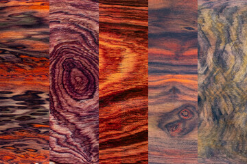 Wall Mural - Set of natural real rosewood planks with groove joints have a vertical background