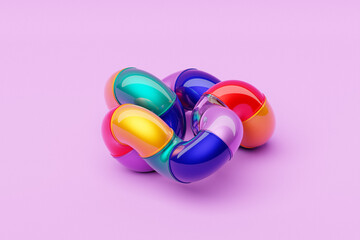 Poster - Abstract shape against pink background, 3D illustration.  Smooth shape 3d rendering