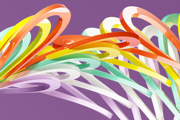 Poster - 3d illustration of a  colorful   stripes . Geometric stripes similar to waves. Abstract   glowing crossing lines pattern