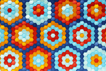 Fototapete - multicolored pattern, hexagon pattern. 3d visualization