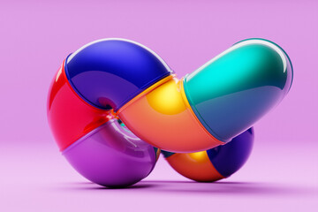 Fototapete - 3d rendering, abstract bright figure . colorful creative wallpaper with layered effect