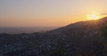 Mesmerizing Sunset Over Dharamshala, North India, Known As The Hometown Of The Dalai Lama. Experience The Tranquil Evening Ambiance In This Captivating Shot.