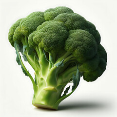 Isolated Broccoli. One whole Broccoli isolated on white background with clipping path, ai generatd, organic vegetables