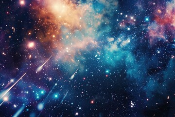 Wall Mural - Awe-Inspiring Space Filled With Stars, An abstract vision of a night sky, filled with twinkling stars and shooting comets, AI Generated