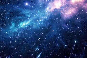 Wall Mural - Blue and Purple Space Filled With Stars, An abstract vision of a night sky, filled with twinkling stars and shooting comets, AI Generated