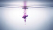 Simple purple ink drop dissolving in water. Light background.